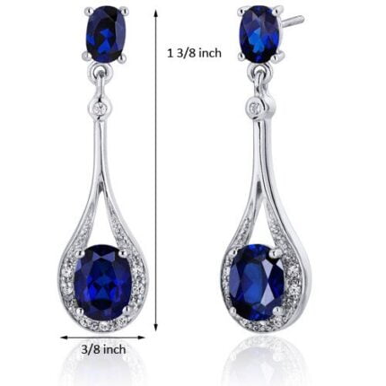 Blue sapphire oval stone earrings