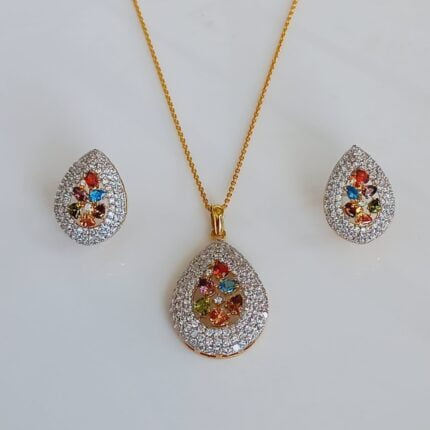 MULTI COLOUR ZIRCON PENDANT SET