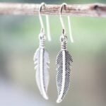 ANTIQUE SILVER FEATHER EARRINGS