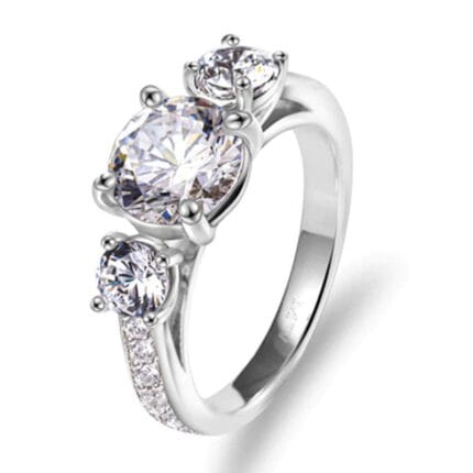 Elegant three stone Moissanite Ring